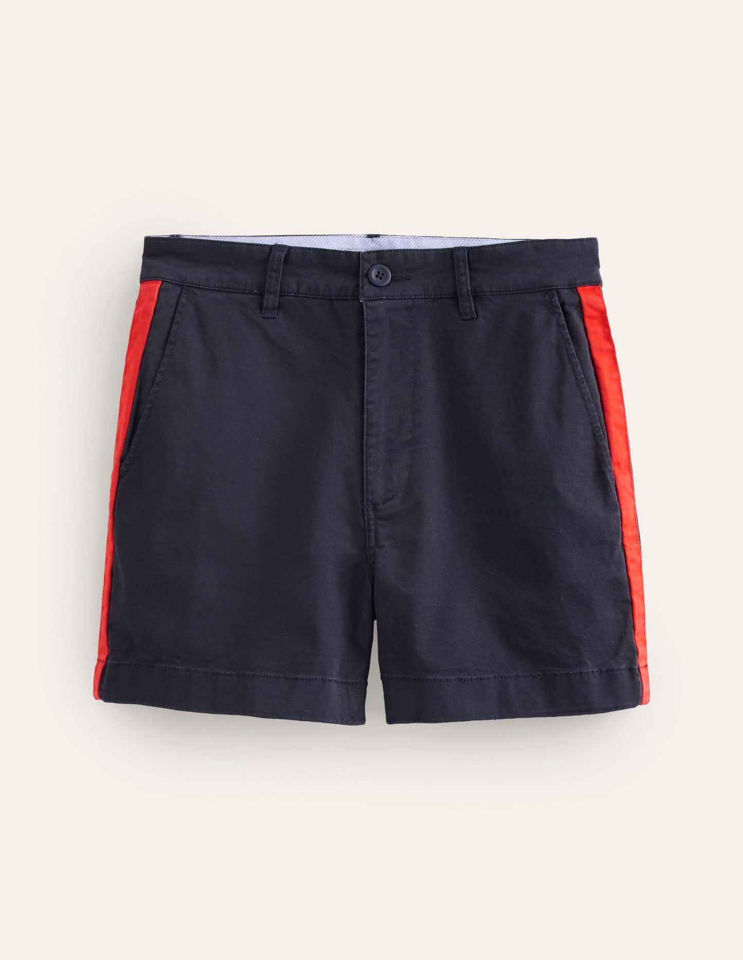 Barnsbury Chino Short-Navy, Red Side Stripe