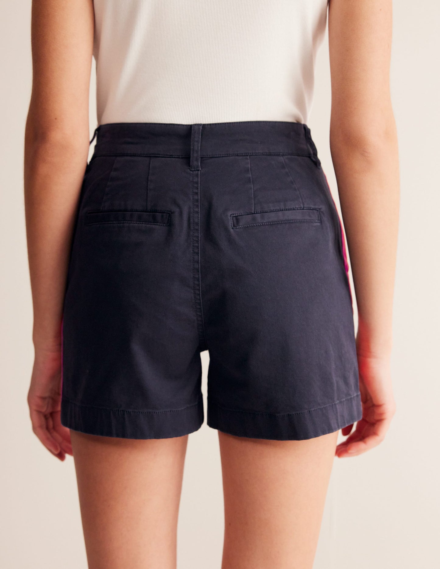 Barnsbury Chino Short-Navy, Red Side Stripe