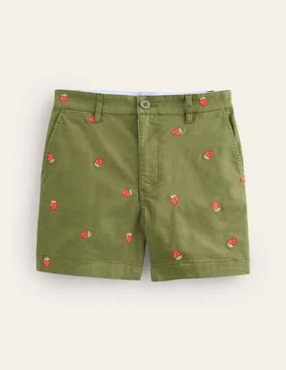 Barnsbury Chino Short-Mayfly, Strawberry Embroidered