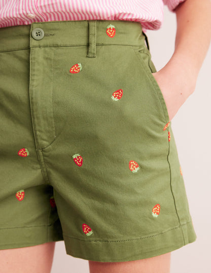 Barnsbury Chino Short-Mayfly, Strawberry Embroidered