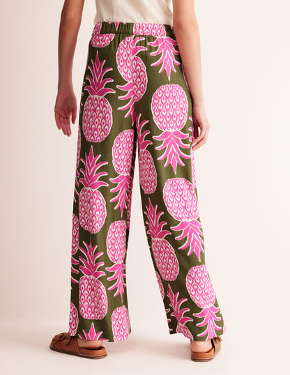 Crinkle Wide Trousers-Avocado, Pineapple Pop