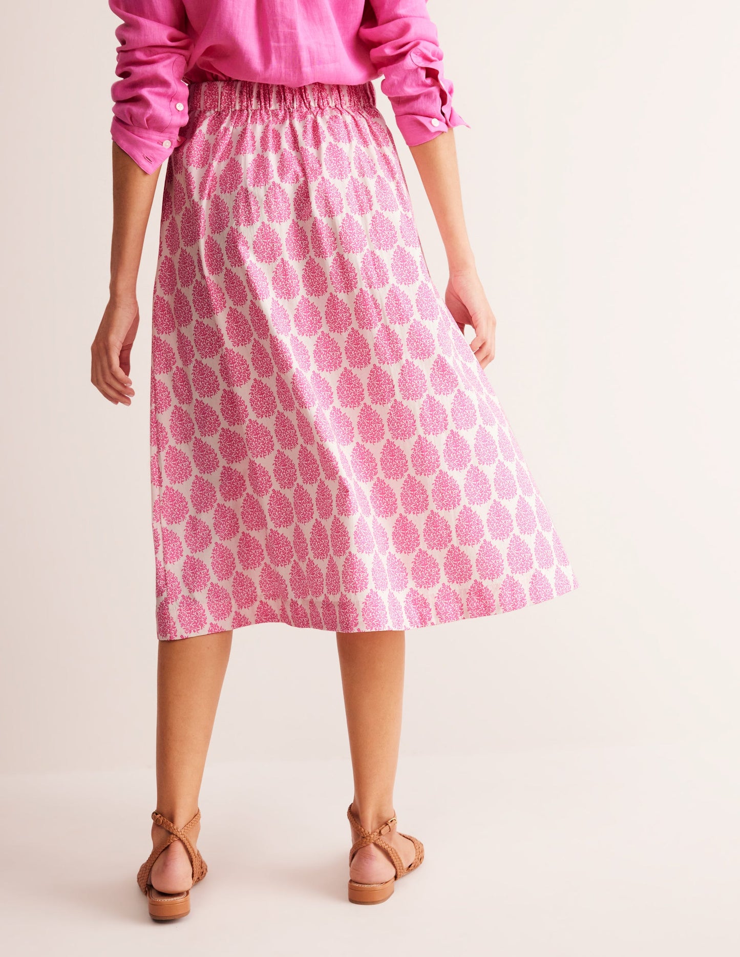 Hattie Poplin Midi Skirt-Sangria Sunset, Floret Paisley