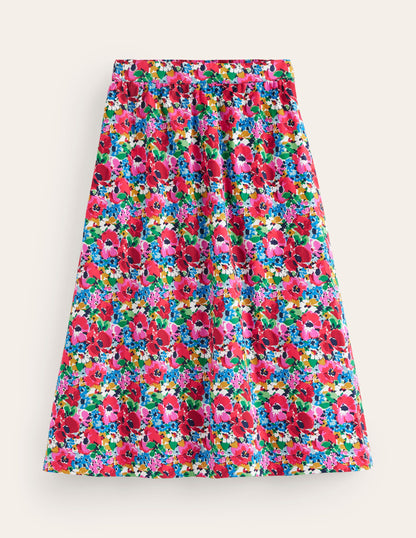 Hattie Poplin Midi Skirt-Multi, Wild Poppy