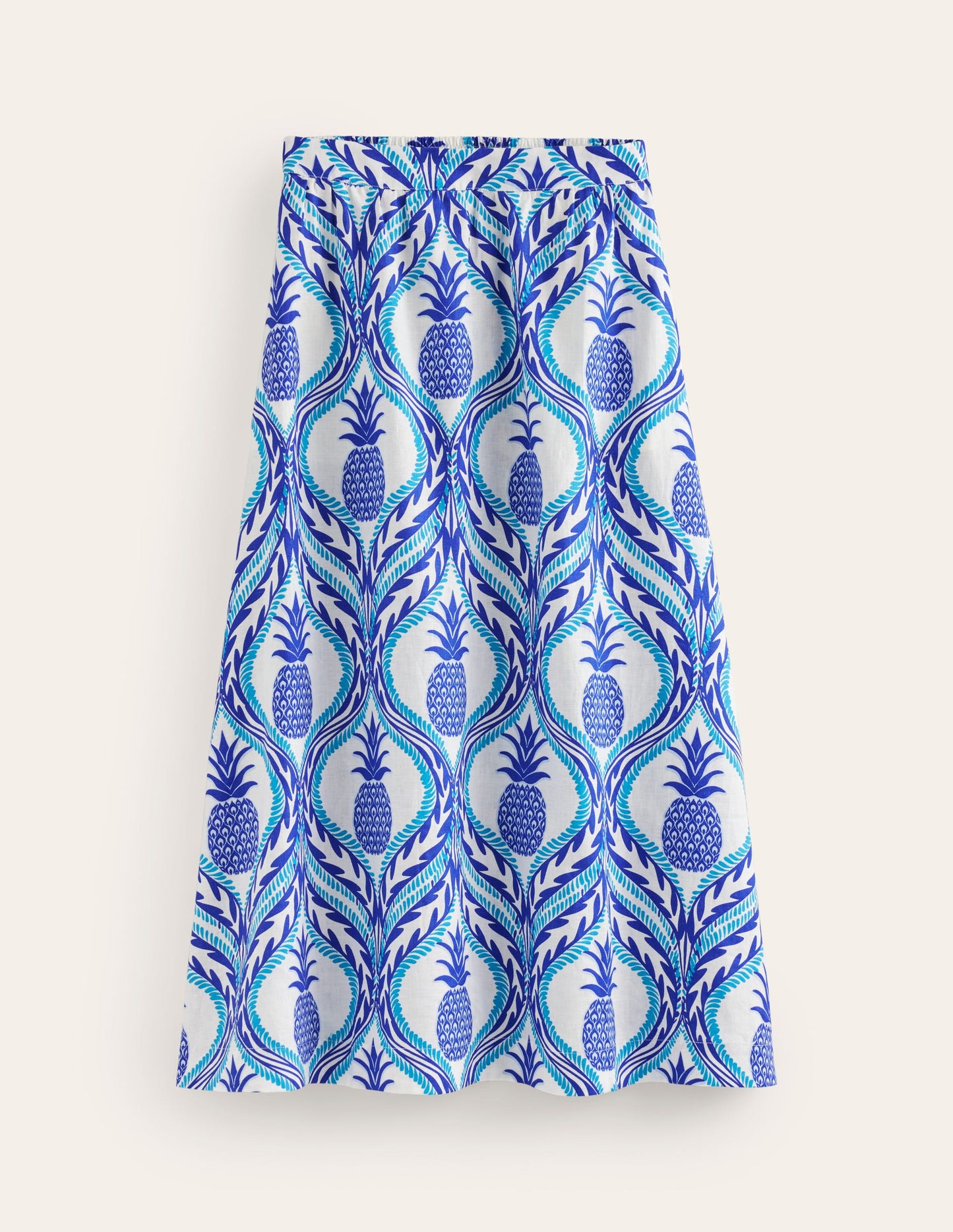 Florence Linen Skirt-Surf the Web, Pineapple Wave