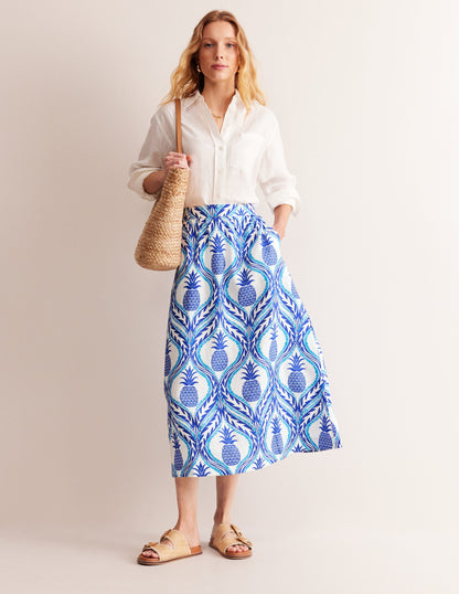 Florence Linen Skirt-Surf the Web, Pineapple Wave