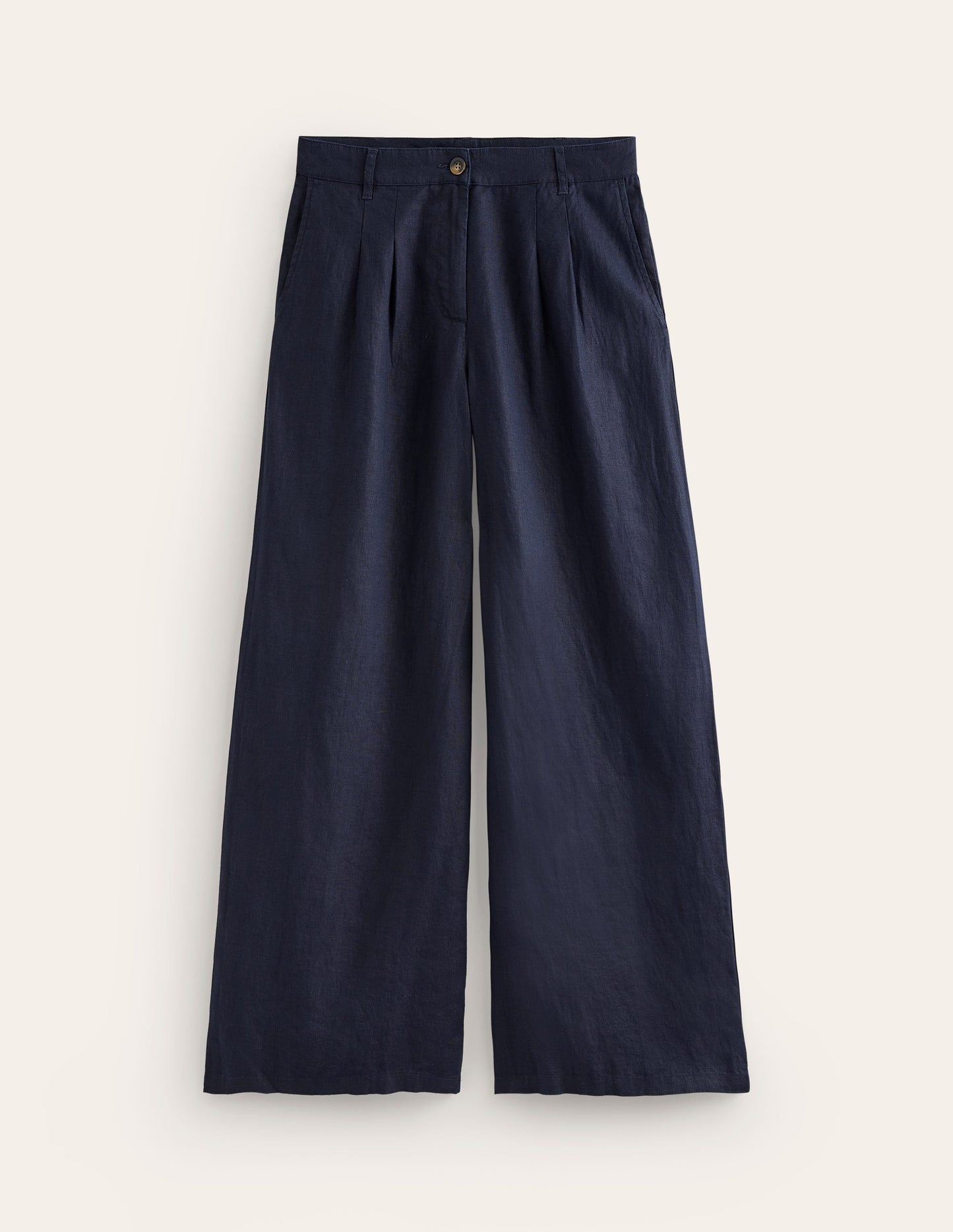 Regent Pleat Linen Trousers-Navy