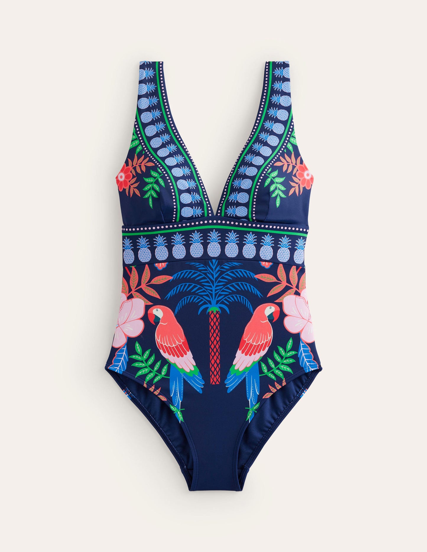 Porto V-Neck Swimsuit-French Navy Parrots