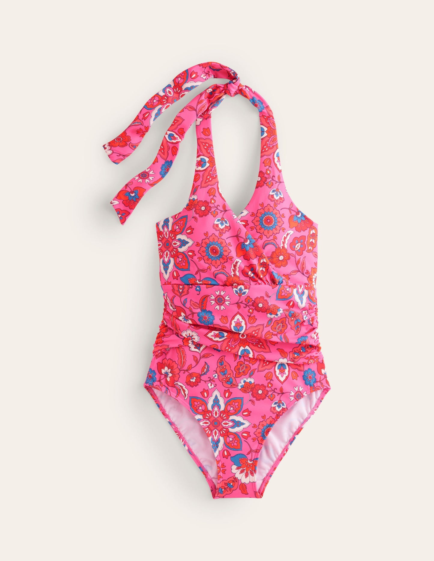 Levanzo Halter Swimsuit-Pink, Botanical Wave