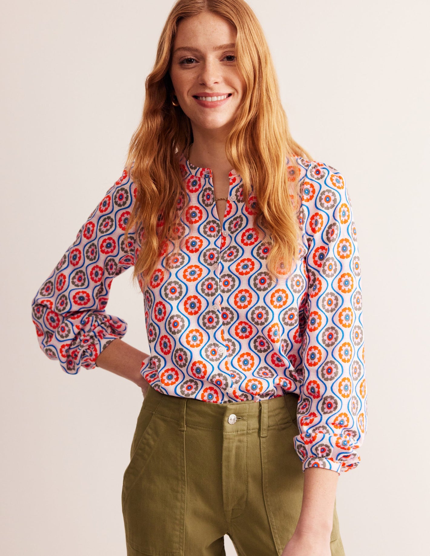 Marina Jersey Shirt-Multi, Geo Floral