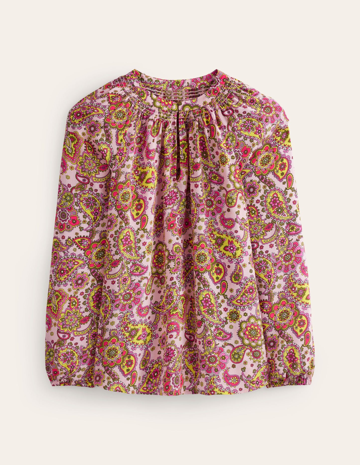 Grace Silk Top-Milkshake, Paisley Field