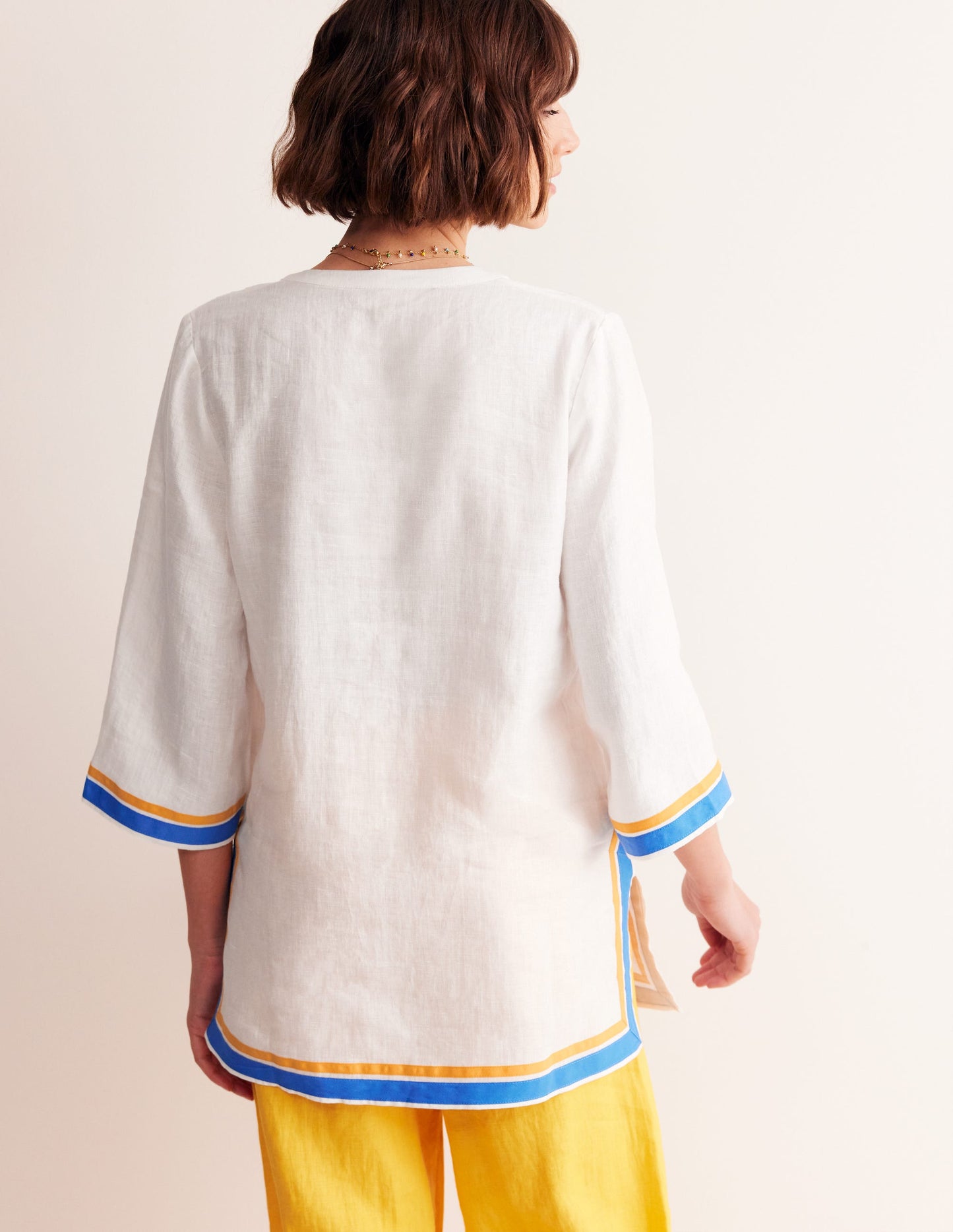 Neck Detail Tunic Top-White, Surf the Web