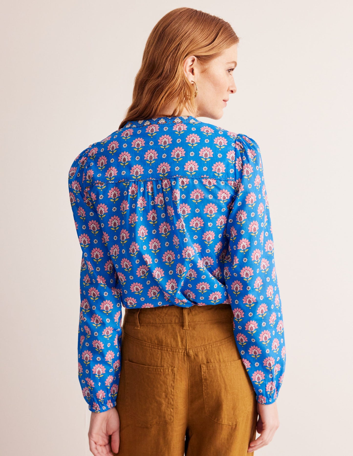 Cotton Printed Top-Cerulean Blue, Passion Geo