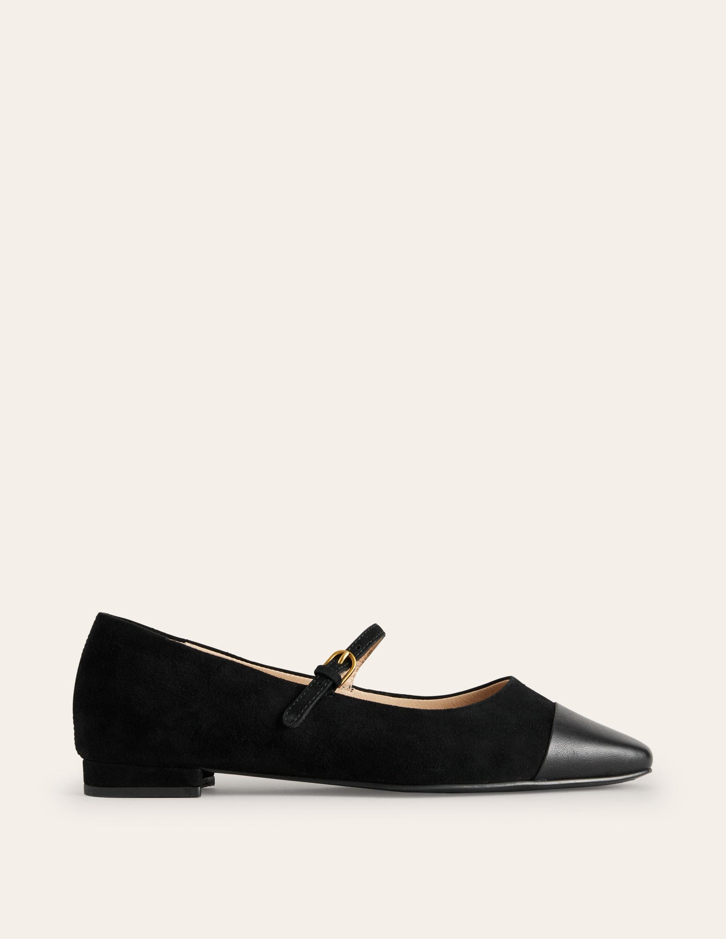 Penelope Mary Jane Flat-Black Suede