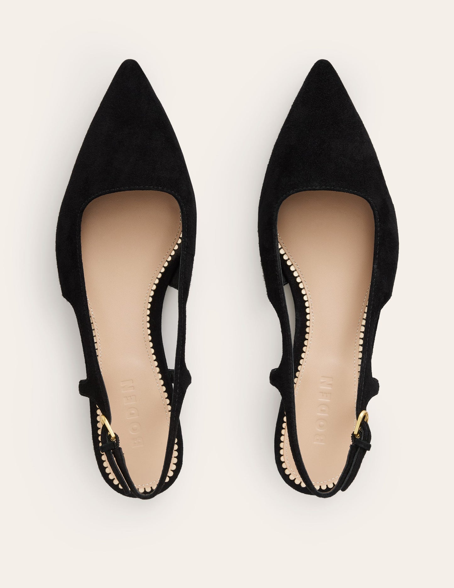 Cut Out Slingback Flat-Black suede