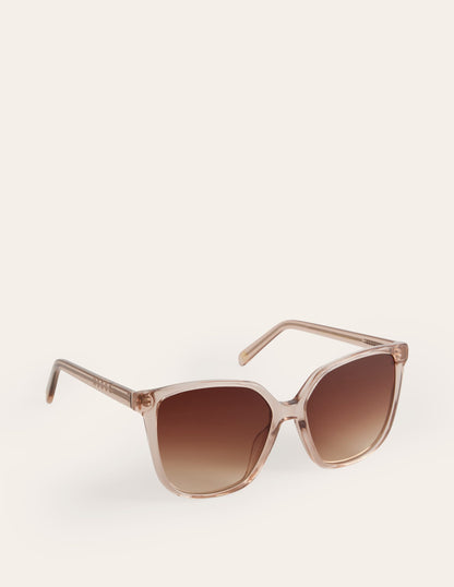 Thin D Frame Sunglasses-Nude