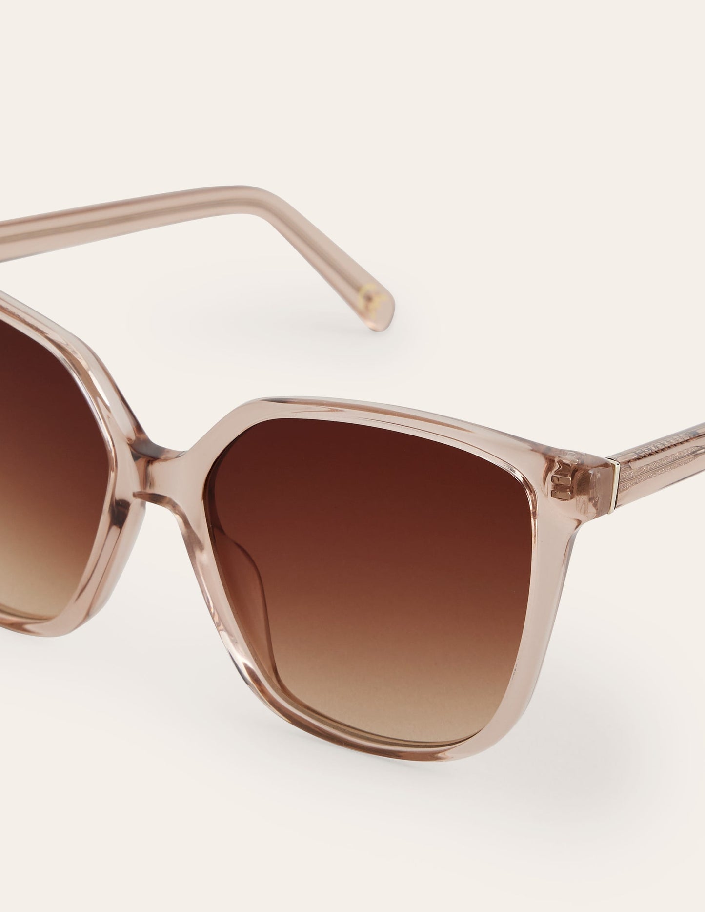 Thin D Frame Sunglasses-Nude