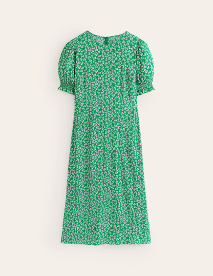 Corinne Midi Tea Dress-Green Tambourine, Ditsy Bud