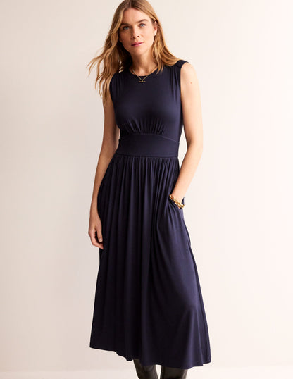 Thea Sleeveless Midi Dress-Navy