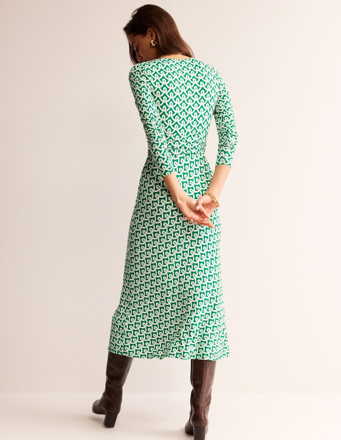 Elodie Empire Midi Dress-Green Tambourine, Geo Terrace