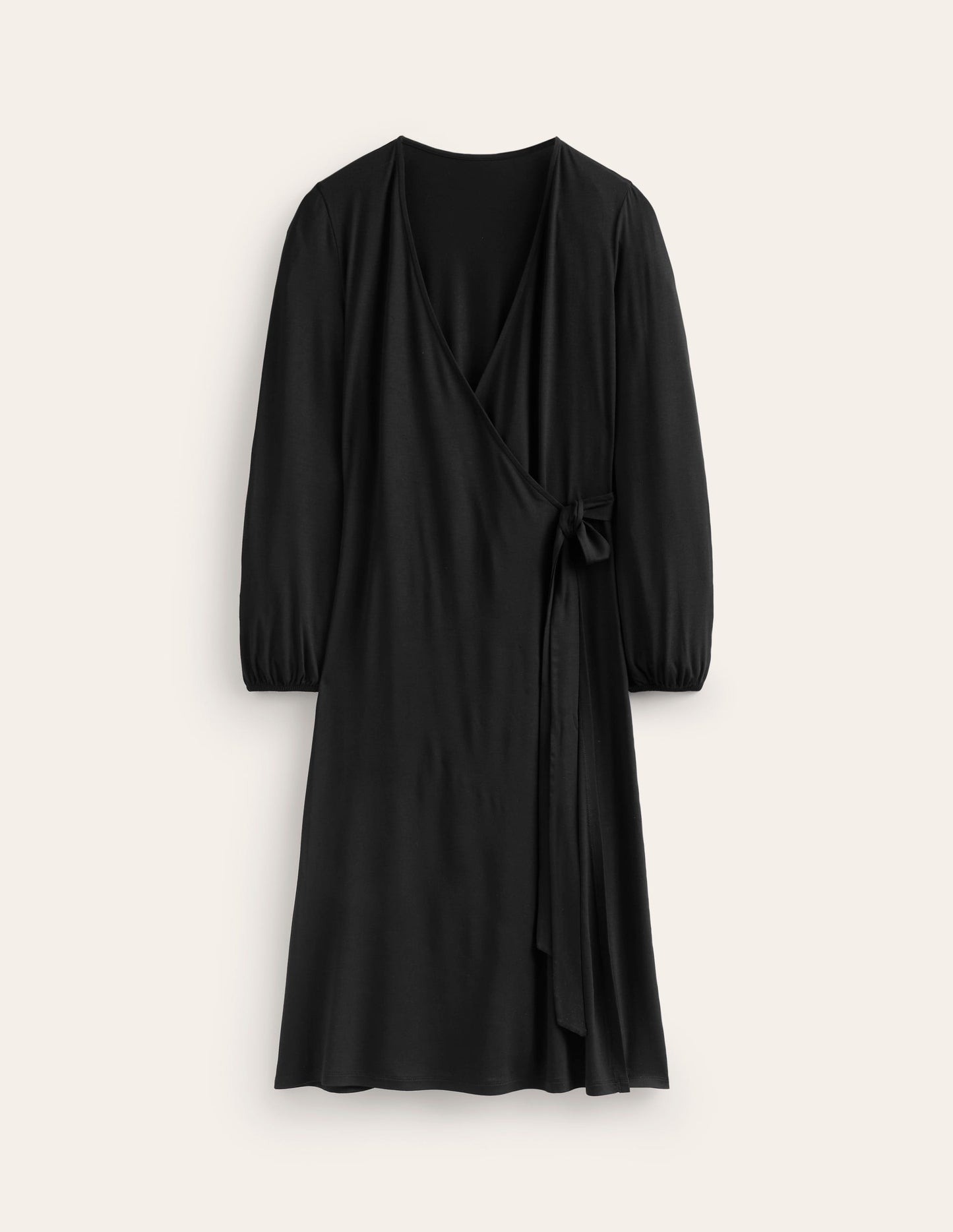 Joanna Jersey Midi Wrap Dress-Black