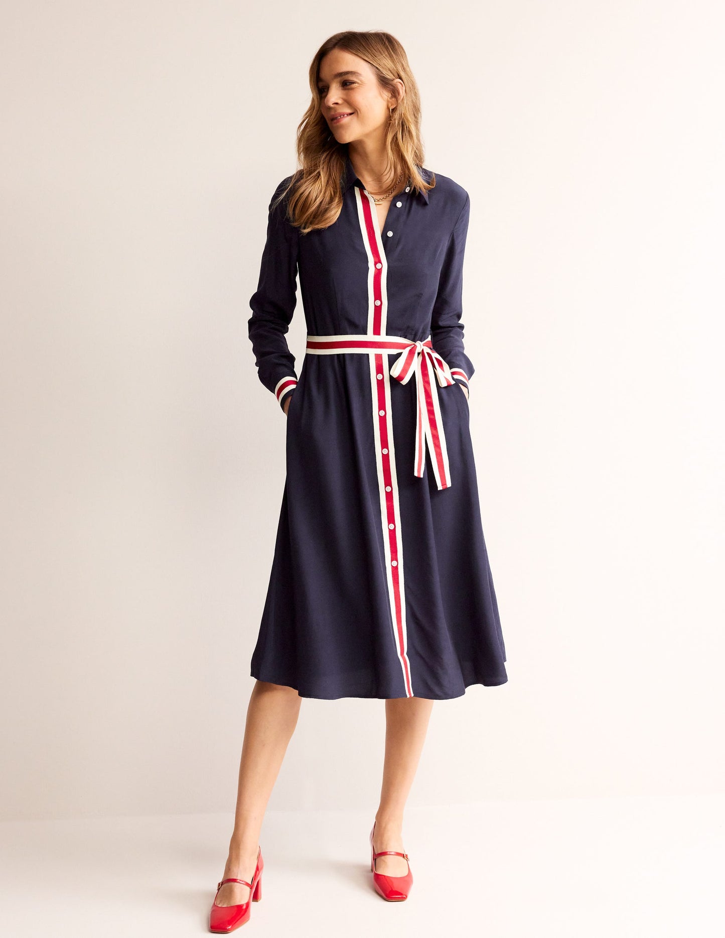 Kate Tipping Shirt Dress-Navy