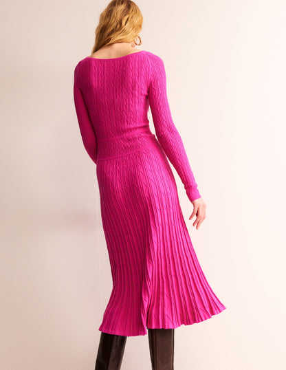 Imogen Empire Knitted Dress-Rose Violet