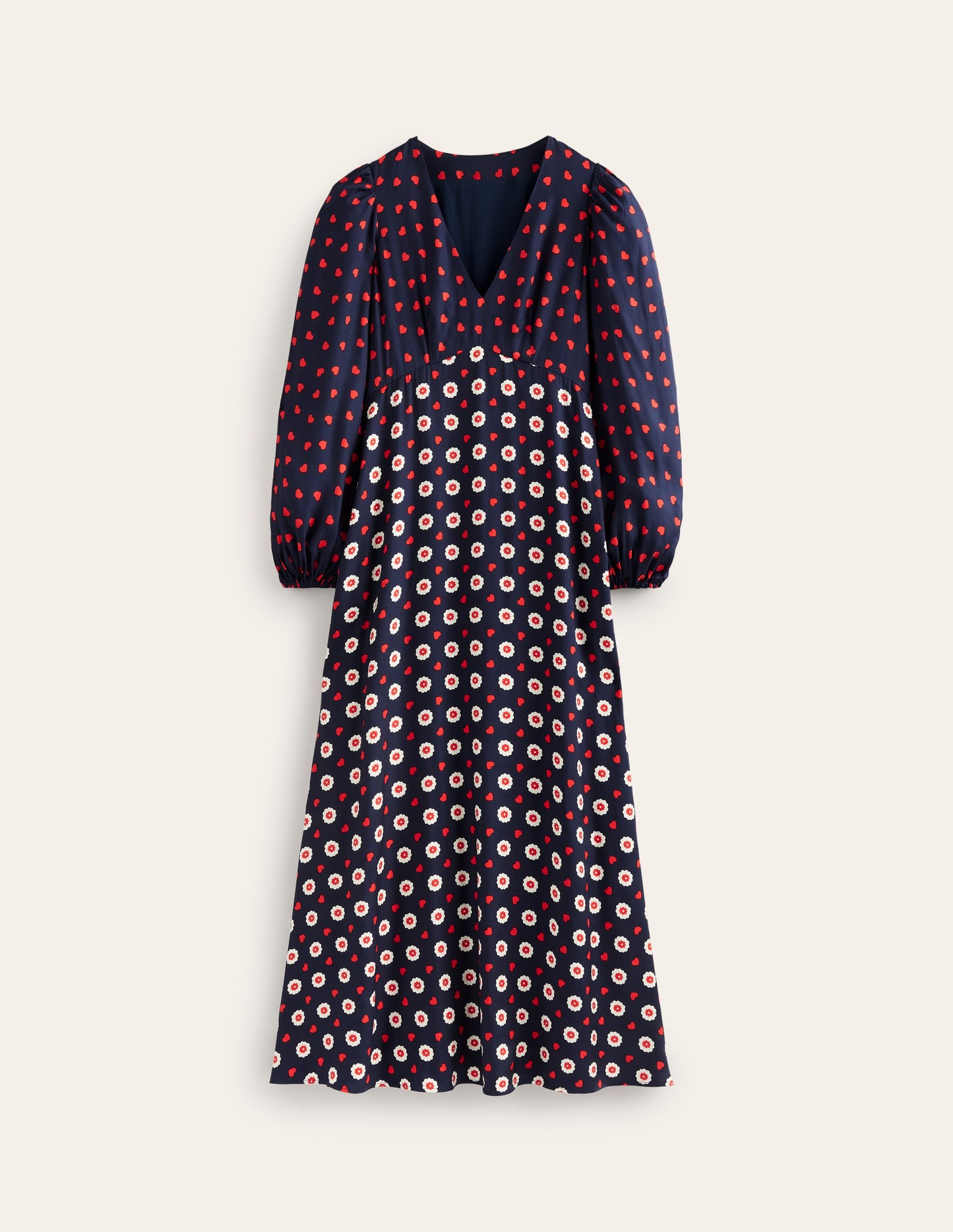 Empire Waist Maxi Tea Dress-Navy, Daisy Heart