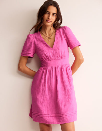 Eve Double Cloth Short Dress-Sangria Sunset