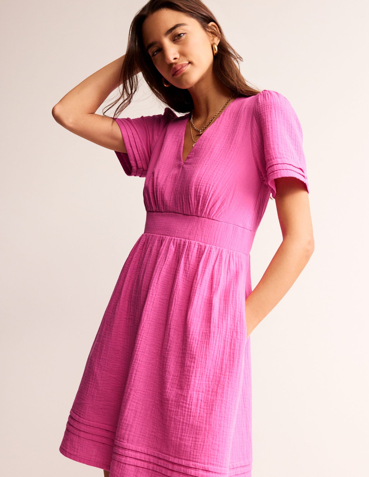 Eve Double Cloth Short Dress-Sangria Sunset