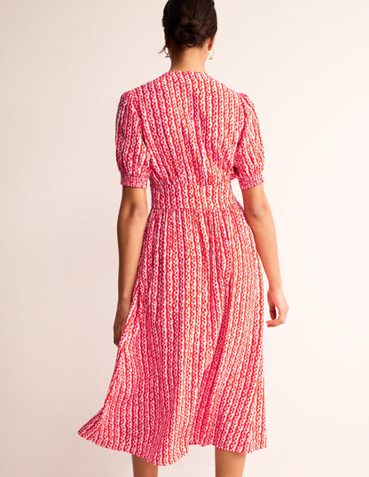 Elsa Midi Tea Dress-Orchid Pink, Abstract Heart