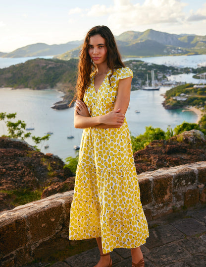 May Cotton Midi Tea Dress-Passionfruit, Lemons