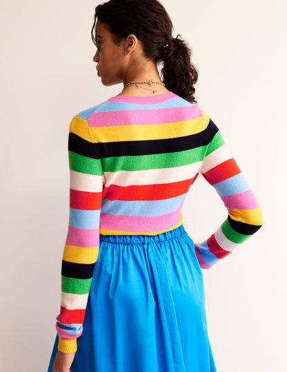 Eva Cashmere Crew Neck Jumper-Air Blue, Party Pink