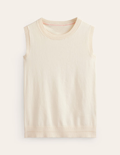 Catriona Crew Neck Cotton Tank-Warm Ivory