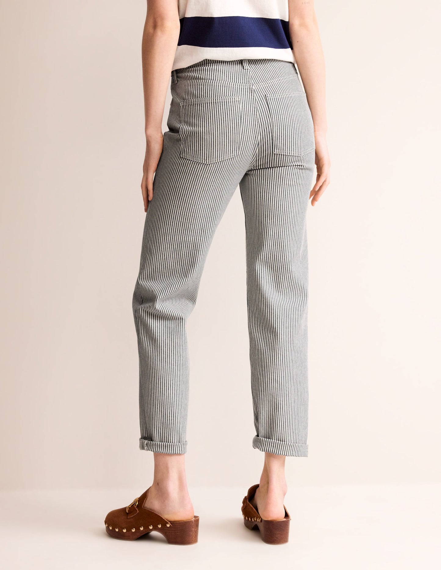 Mid Rise Slim Leg Jeans-Stripe