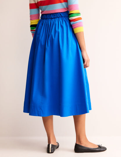 Isabella Cotton Sateen Skirt-Brilliant Blue