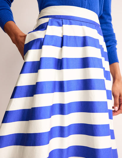 Isabella Cotton Sateen Skirt-Surf The Web and Ivory Stripe