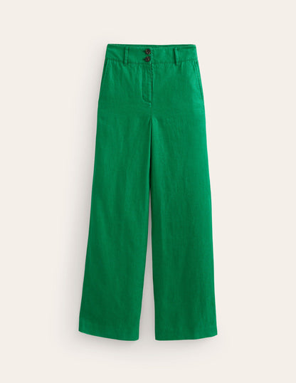 Westbourne Linen Trousers-Green Tambourine