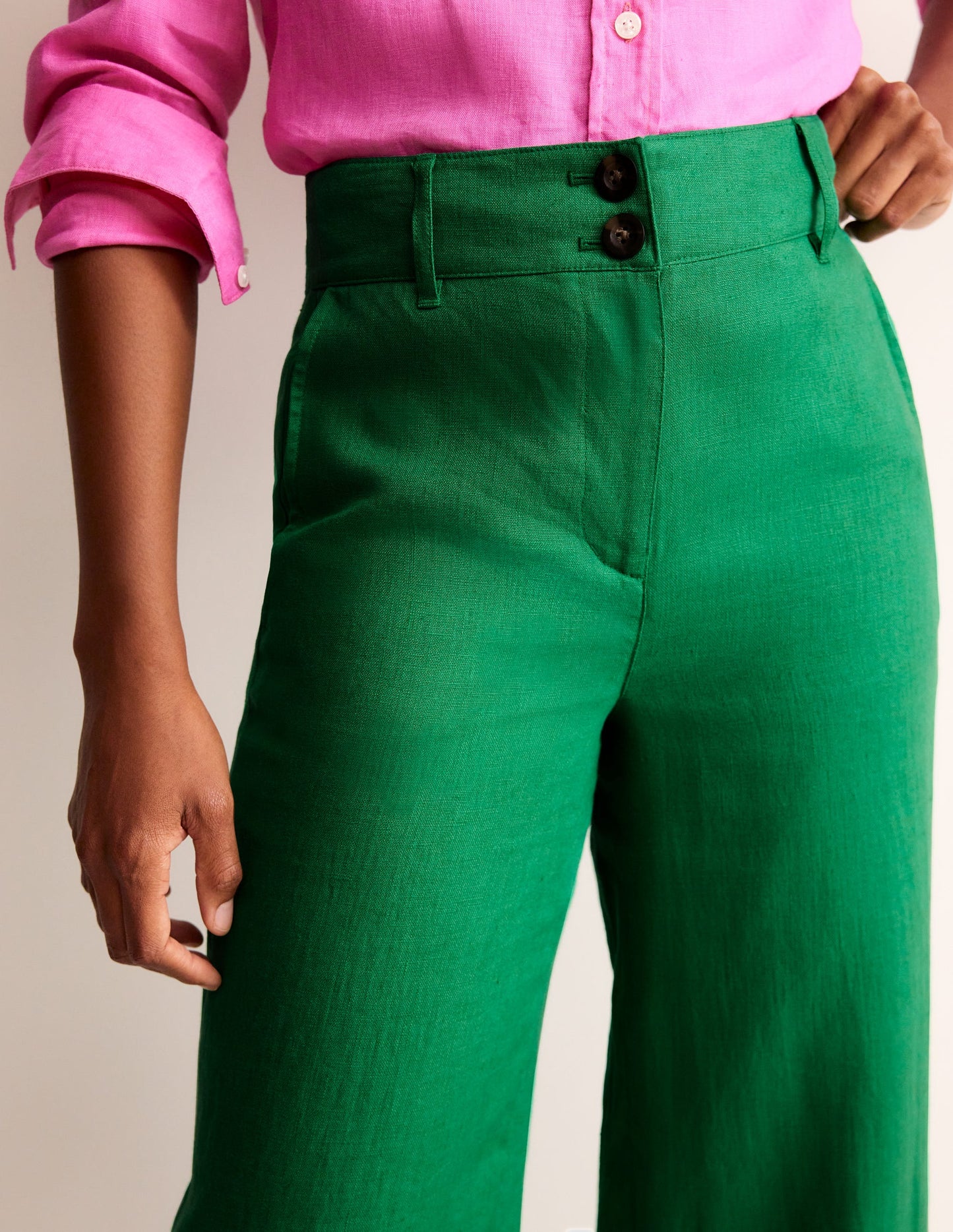 Westbourne Linen Trousers-Green Tambourine