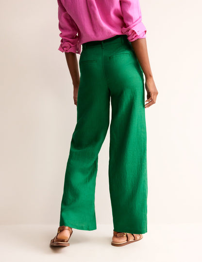 Westbourne Linen Trousers-Green Tambourine