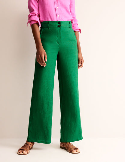 Westbourne Linen Trousers-Green Tambourine