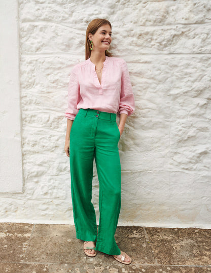 Westbourne Linen Trousers-Green Tambourine