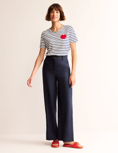 Westbourne Linen Trousers-Navy