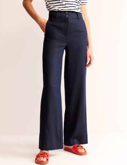 Westbourne Linen Trousers-Navy