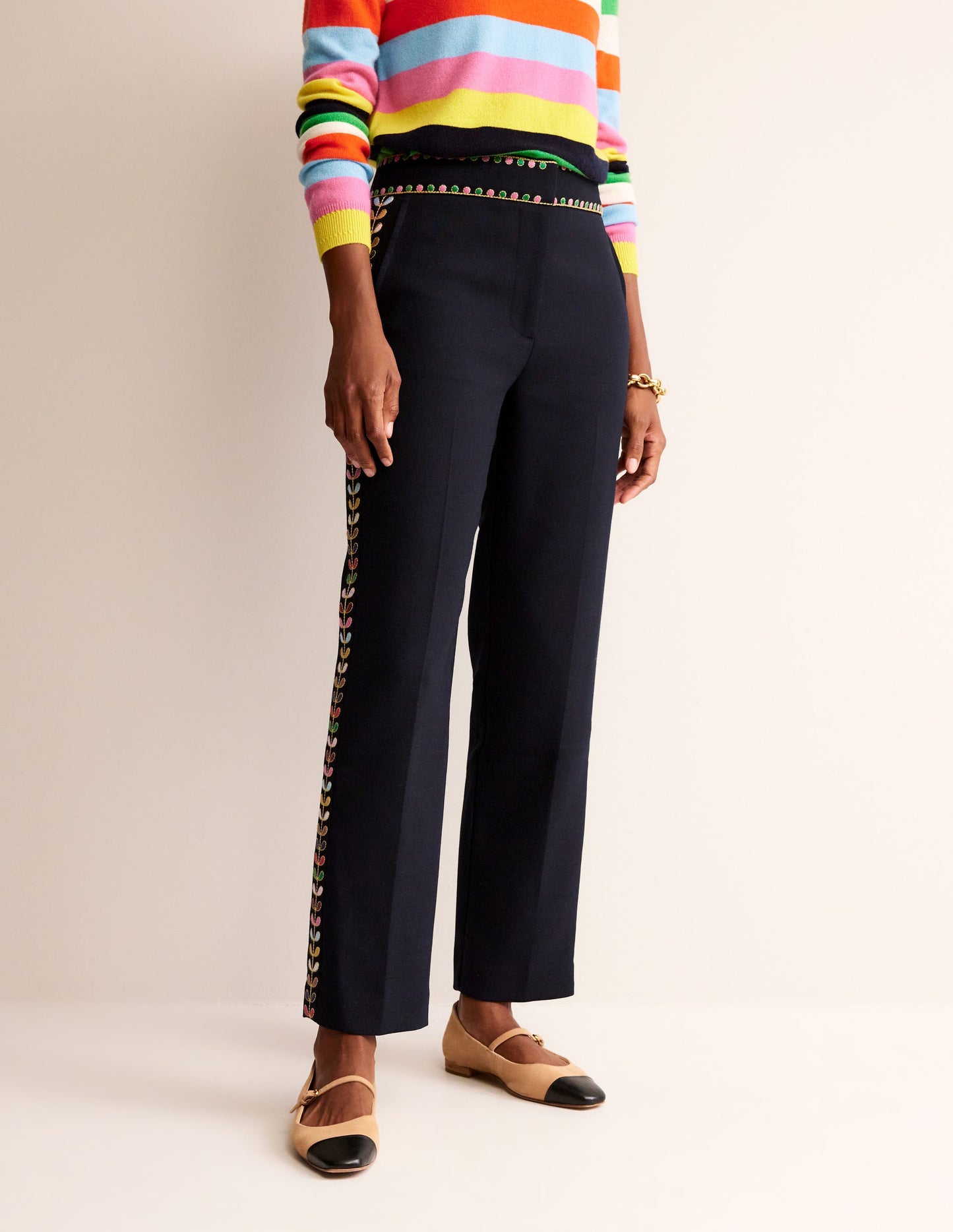 Embroidered Icon Trouser-Navy