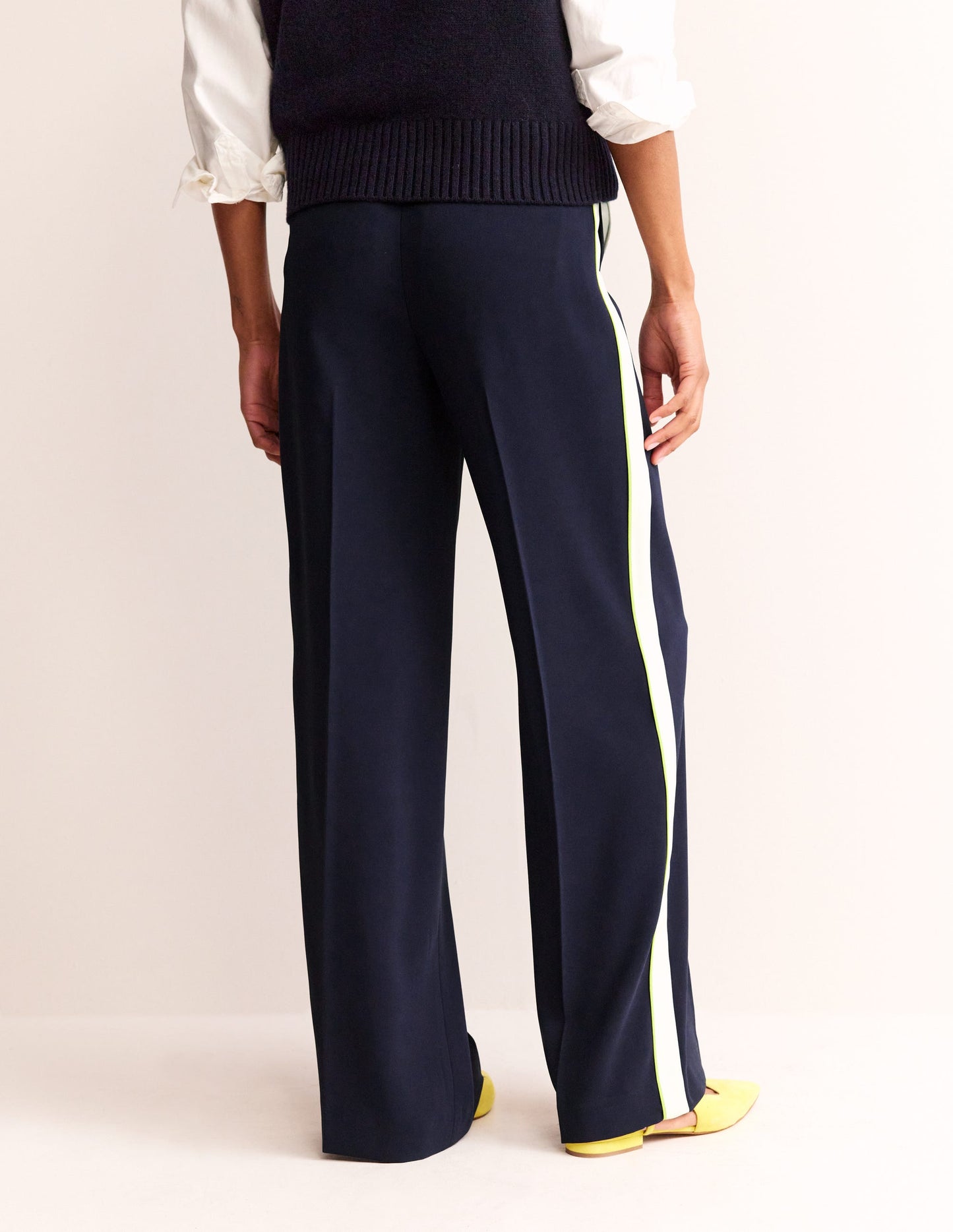 Westbourne Fluid Trousers-Navy Side Stripe