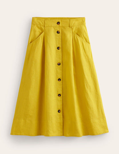 Petra Linen Midi Skirt-Passion Fruit