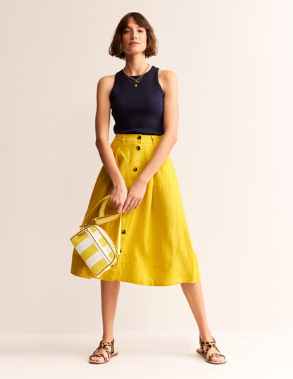 Petra Linen Midi Skirt-Passion Fruit