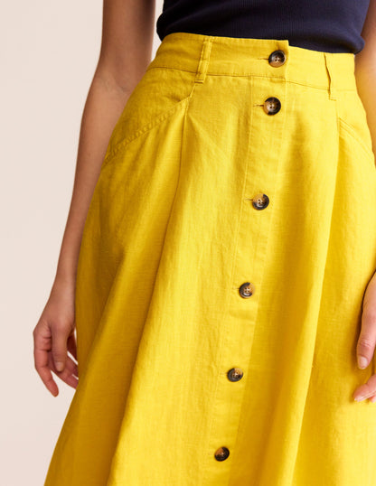 Petra Linen Midi Skirt-Passion Fruit