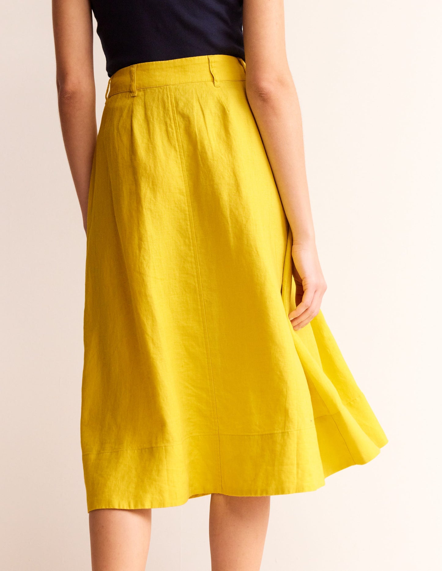 Petra Linen Midi Skirt-Passion Fruit