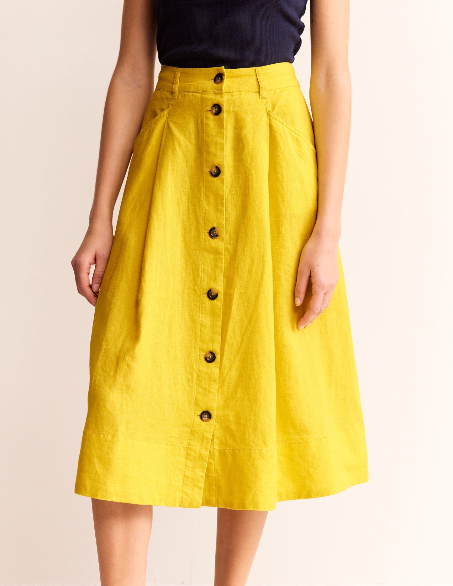 Petra Linen Midi Skirt-Passion Fruit